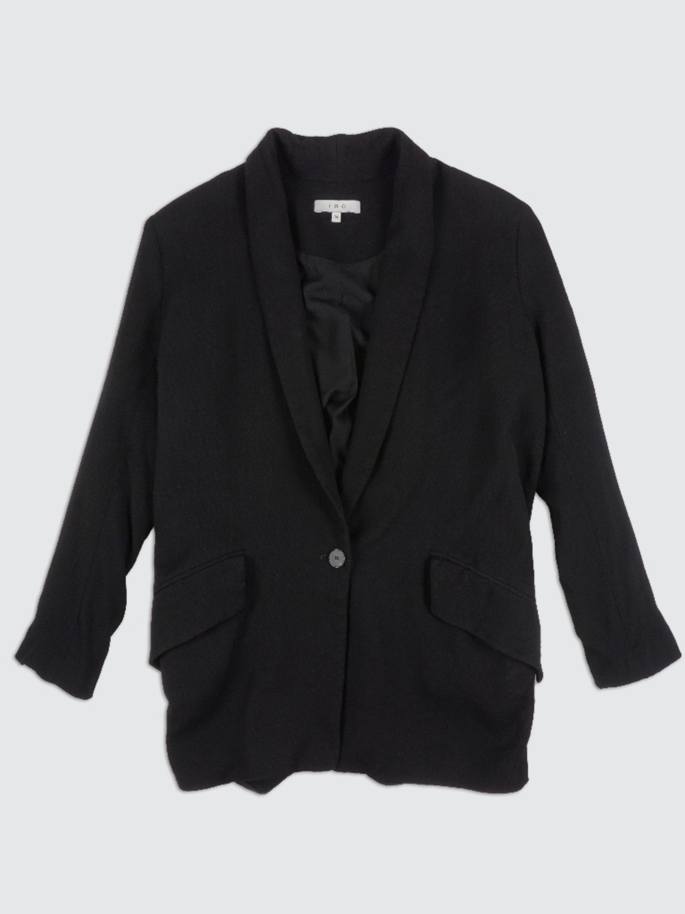 IRO Black Wool-Blend Blazer / Single-Button Jacket